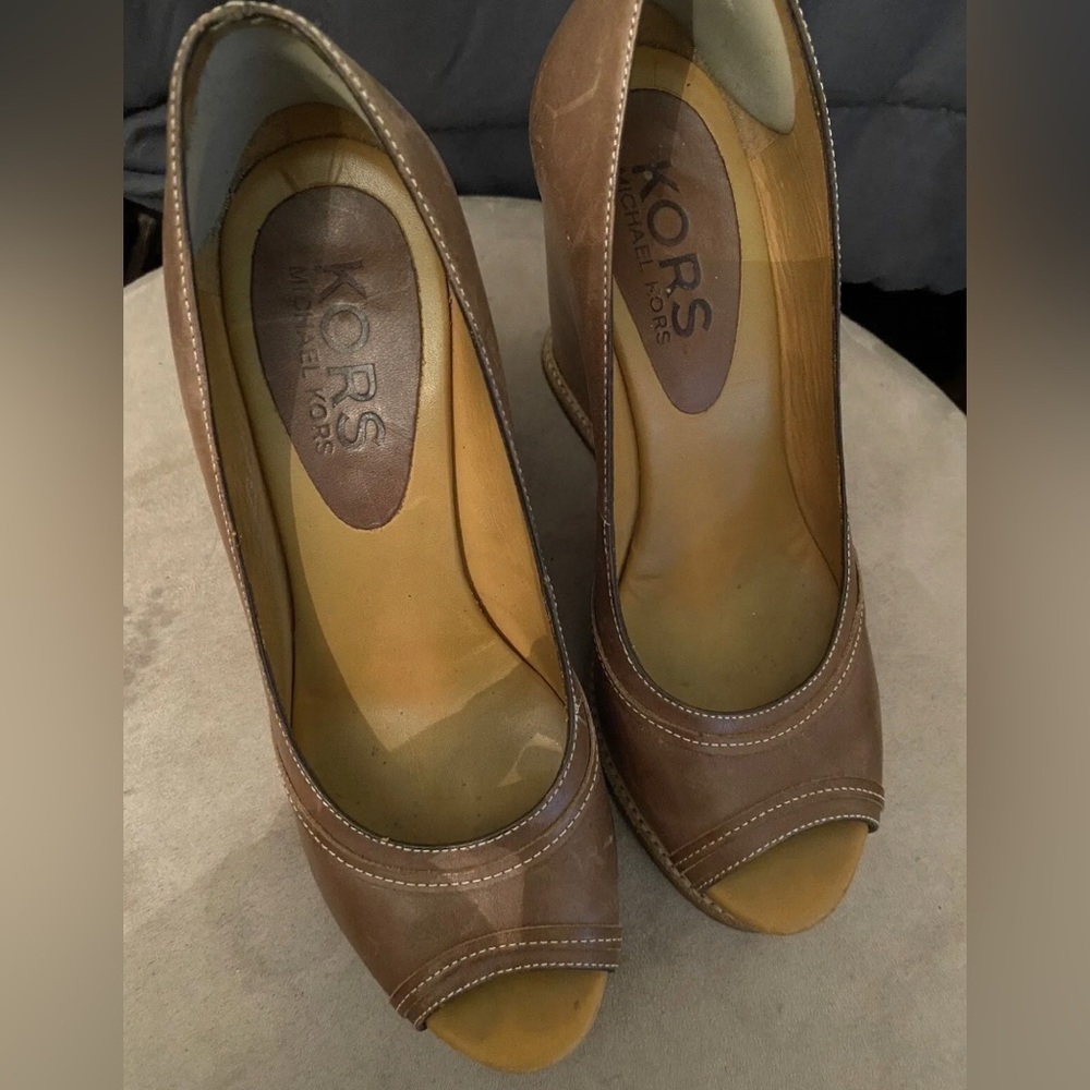 MICHAEL KORS Wedge Platform Sandals Brown Size 6 - Picture 3 of 4